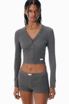 Alexander Wang army drab grey waffle-knit cardigan
