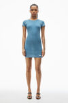Alexander Wang washed blue 罗纹棉短袖家居连衣裙