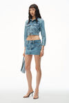 Alexander Wang vintage light indigo denim mini skirt in clear hotfix