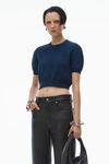 Alexander Wang navy 徽标压纹罗纹针织 t 恤