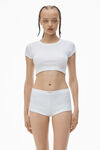 Alexander Wang white 水晶烫钻短袖短款 t 恤