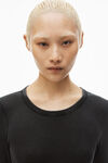 Alexander Wang washed black cropped long-sleeve tee in ribbed cotton