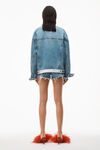 alexander wang 牛仔徽标机车夹克 vintage light indigo