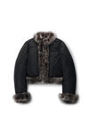 Alexander Wang black cardigan puffer with fur trim