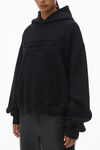 Alexander Wang black essential 毛圈布加大款中性徽标装饰连帽衫