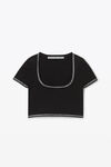 alexander wang 密织尼龙徽标水晶饰边 t 恤 black