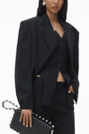Alexander Wang black exaggerated split front boxy blazer