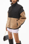 alexander wang 双面长摇粒绒尼龙拼接背心 camel/black