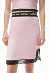 alexander wang lace slip skirt in active stretch lycra sweet lilac