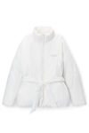 Alexander Wang white puffer coat with dome logo patch
