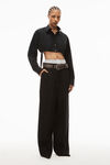 alexander wang 密织棉质短款系扣衬衫 black