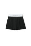 Alexander Wang black 徽标装饰弹力高腰褶裥短裤