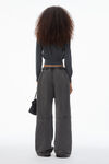 Alexander Wang charcoal melange 超细美利奴羊毛徽标短款开衫
