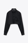 Alexander Wang black black silk charmeuse cropped shirt