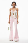 alexander wang flared pant in velour light pink
