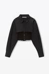 alexander wang layered smocked cami in compact cotton black