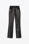 alexander wang 皮革和平纹针织高腰裤 black