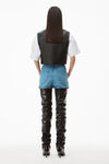 alexander wang tailored short vest in moto leather black