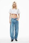 alexander wang crop tee in high twist jersey  white