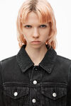 Alexander Wang grey aged shrunken trucker jacket in comfort stretch denim