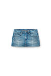 Alexander Wang vintage marbled blue foldline denim skort