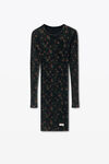 Alexander Wang washed black multi 花卉图案罗纹棉质迷你连衣裙