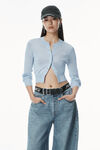 Alexander Wang ariel blue logo-embroidered cropped cardigan in viscose