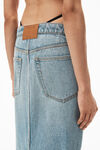 alexander wang  水钻丁字裤牛仔布中长半身裙  vintage faded indigo