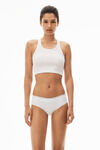 alexander wang cropped racerback tank in ribbed jersey white