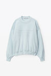 Alexander Wang ariel blue logo embossed ribbed pullover in soft chenille