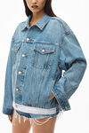 alexander wang 牛仔徽标机车夹克 vintage light indigo
