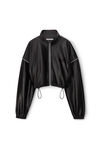 alexander wang cropped track jacket in satin jersey black