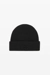 alexander wang logo beanie in soft stretch wool black