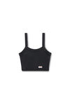 Alexander Wang washed black 华夫纹针织棉弹力短款吊带背心