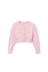 Alexander Wang pink chalk 超细美利奴羊毛徽标装饰压纹紧身开衫
