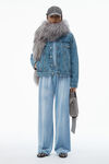 Alexander Wang washed light blue trackpants in crushed velour