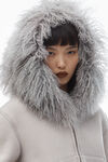 Alexander Wang washed oyster white 蒙古帽式连帽衫