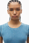 Alexander Wang washed blue 罗纹棉短袖家居连衣裙