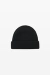 alexander wang 强缩羊毛罗纹针织帽 black