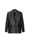 alexander wang boxy blazer in leather black