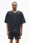Alexander Wang washed black oversized baseball shirt in cotton jersey