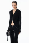 Alexander Wang black draped back zip shirt in crepe jersey