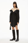 alexander wang 密织棉质露肩连衣裙 black