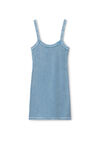 Alexander Wang washed blue 华夫纹针织棉弹力迷你连衣裙