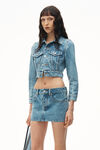 Alexander Wang vintage light indigo denim mini skirt in clear hotfix