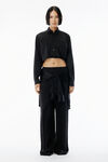 Alexander Wang black black silk charmeuse cropped shirt