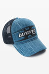 Alexander Wang tumbled medium indigo blade logo-embroidered trucker hat in cotton