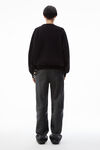 Alexander Wang black logo embossed ribbed pullover in soft chenille