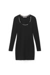 alexander wang 徽标提花装饰弹力粘胶纤维低圆领连衣裙 black