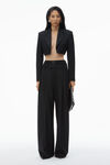 Alexander Wang black cropped tuxedo blazer in wool tailoring